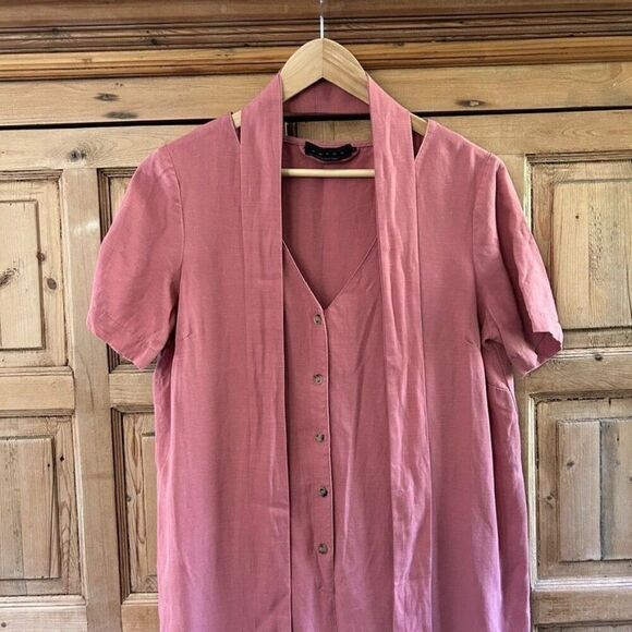 Hatch Womens 1 Small Noelle Jumpsuit Romper Maternity Belted V-Neck Linen Blend - Picture 4 of 14